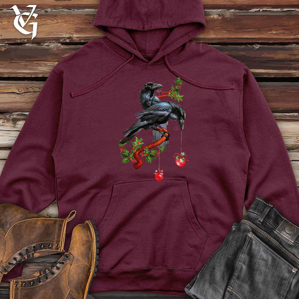Viking Goods Ravens Dangling Ornaments Midweight Hooded Sweatshirt Maroon / L