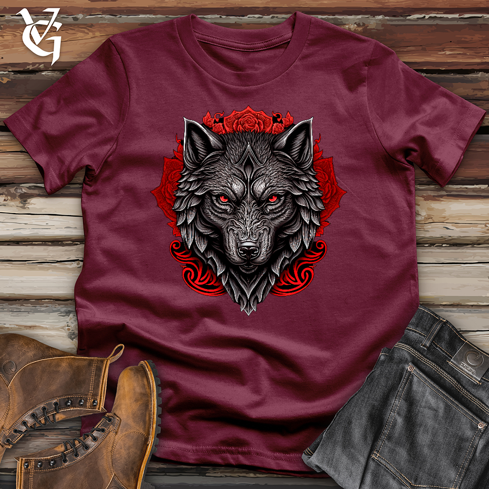 Viking Goods Red Flower Wolf Softstyle Tee Maroon / L