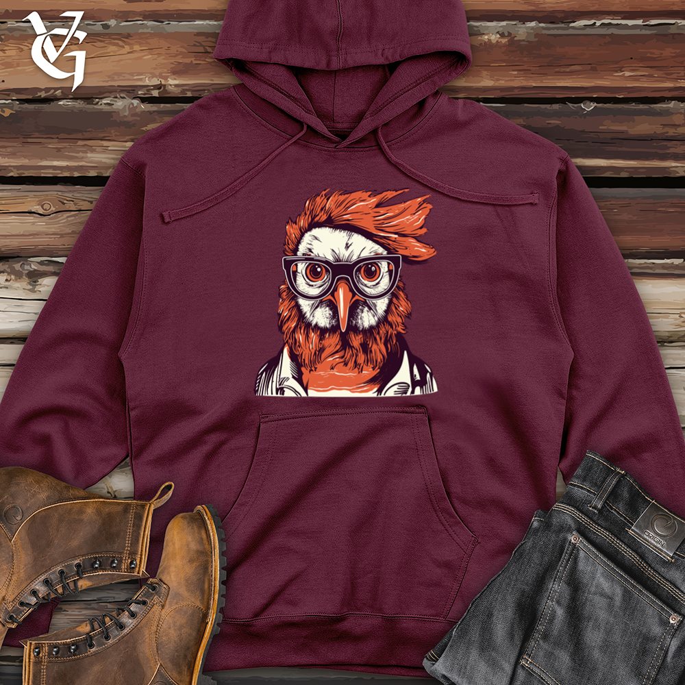 Viking Goods Red Hair Hipster Chicken Midweight Hooded Sweatshirt Maroon / L
