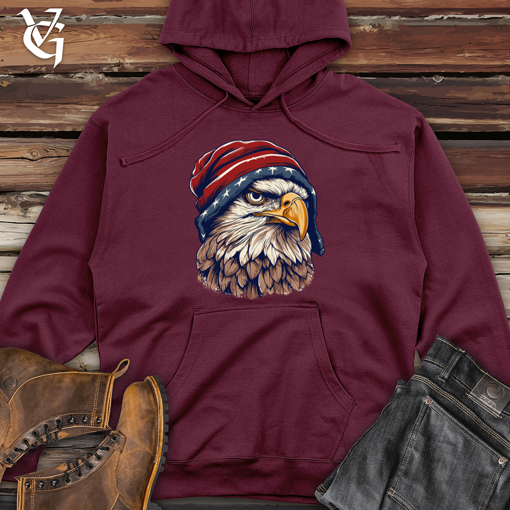 Viking Goods Retro Beanie Wearing Eagle Midweight Hooded Sweatshirt Maroon / L