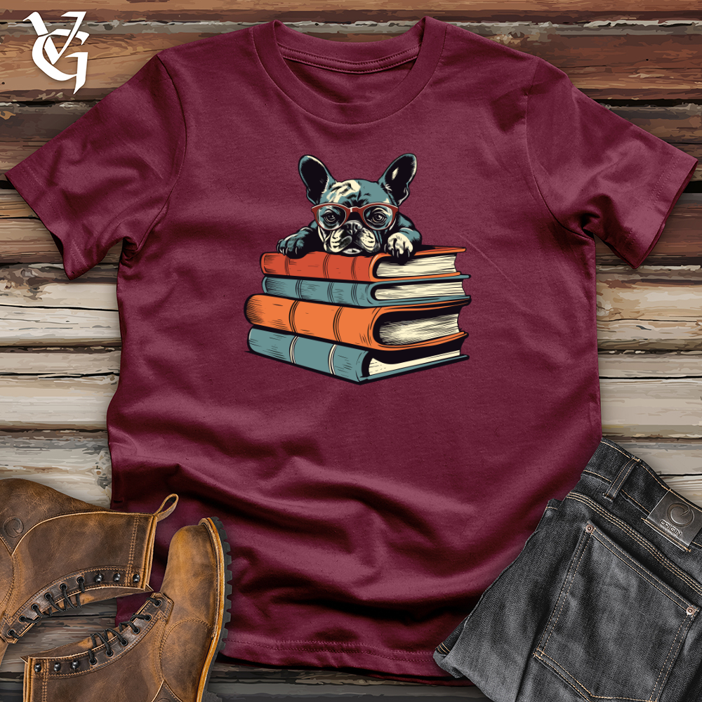 Viking Goods Retro Bookworm Frenchie Softstyle Tee Maroon / L