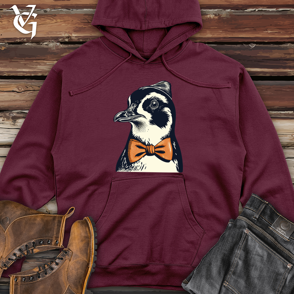 Viking Goods Retro Bow Tie Penguin Midweight Hooded Sweatshirt Maroon / L