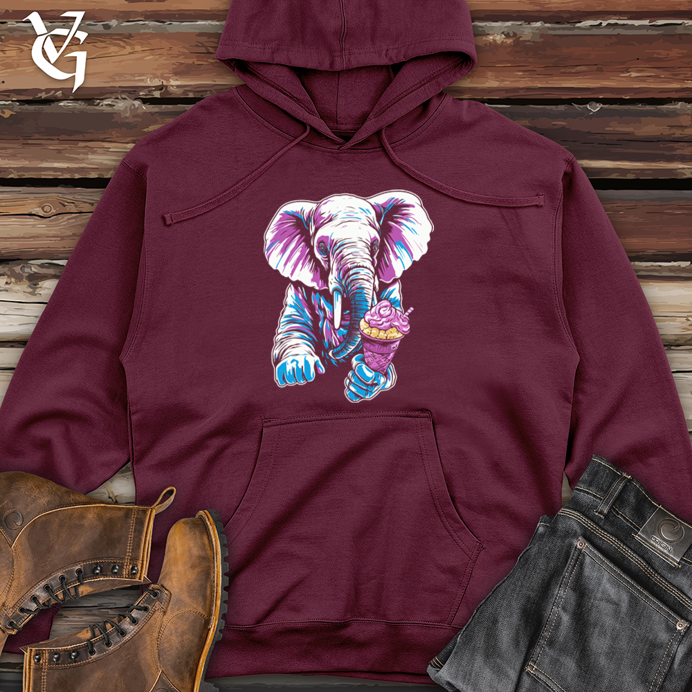Viking Goods Retro Cosmic Ice Cream Elephant Midweight Hooded Sweatshirt Maroon / L