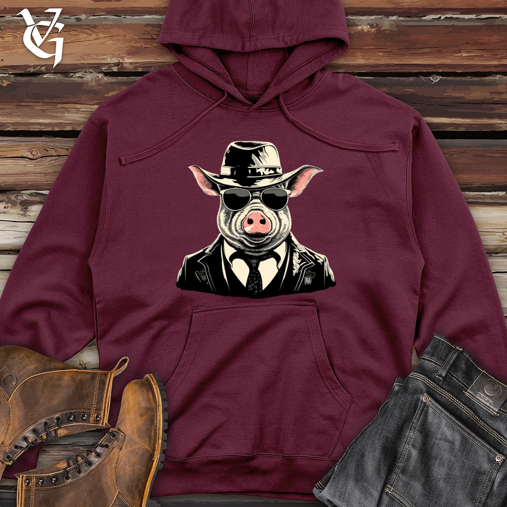 Viking Goods Retro Gangster Hog Midweight Hooded Sweatshirt Maroon / L