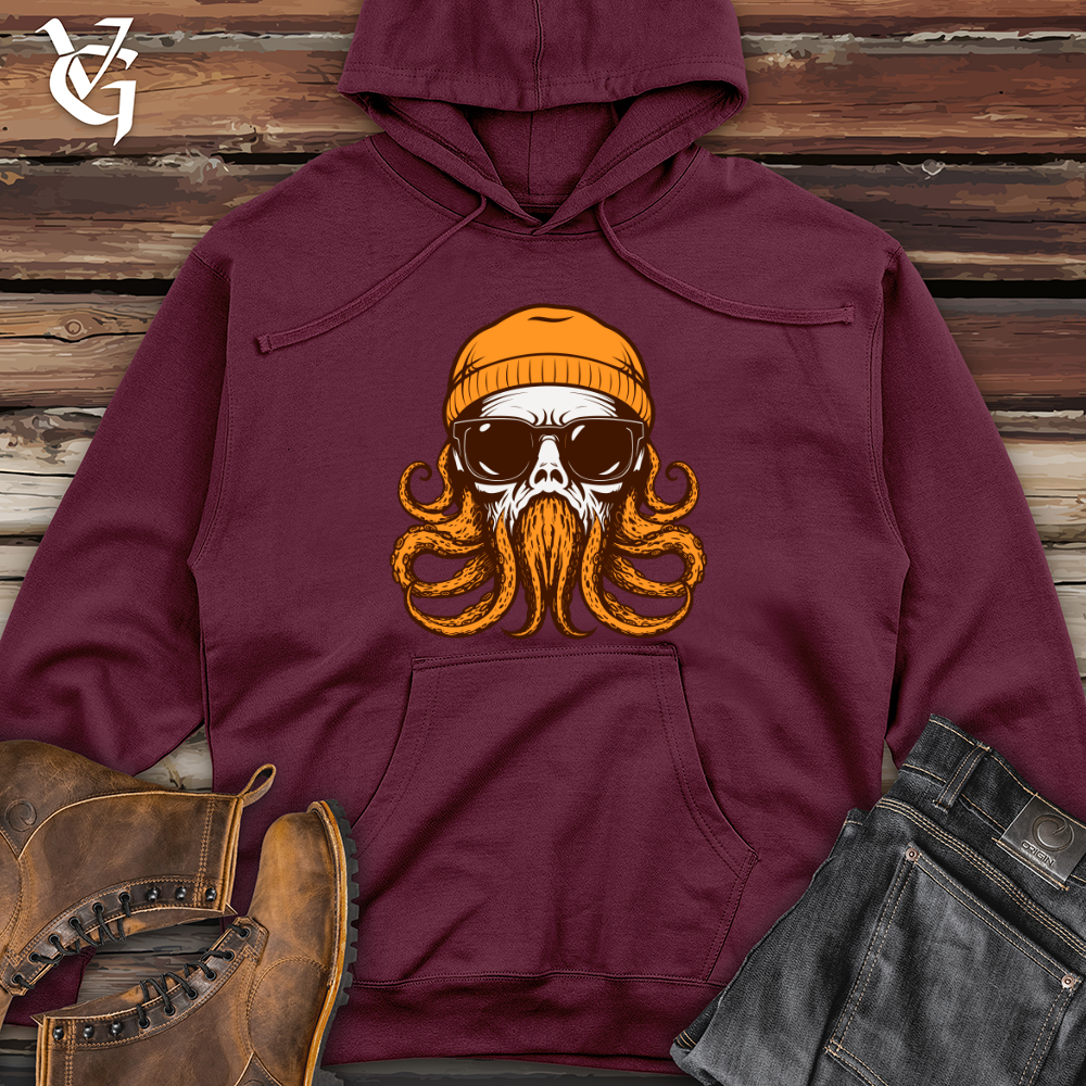 Viking Goods Retro Headed Cephalopod Midweight Hooded Sweatshirt Maroon / L