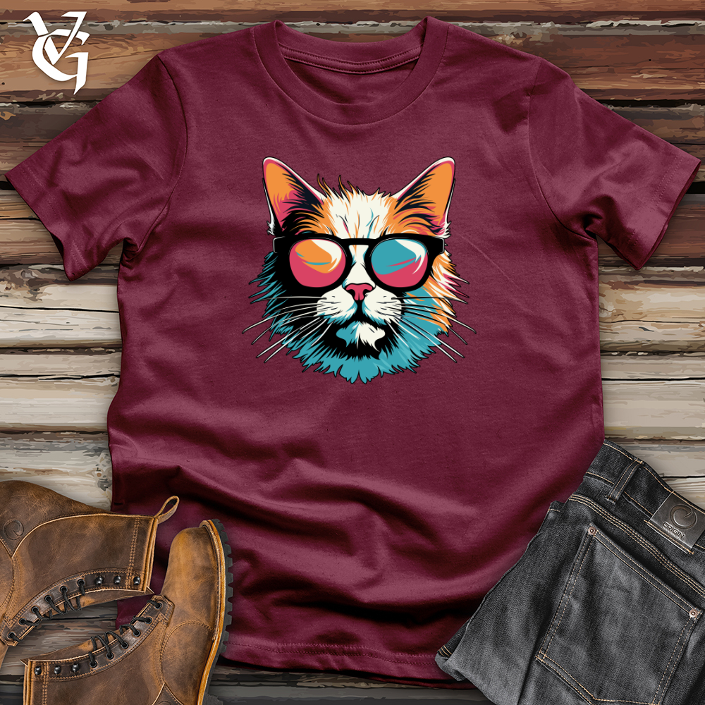 Viking Goods Retro Shades Cat  Softstyle Tee Maroon / L