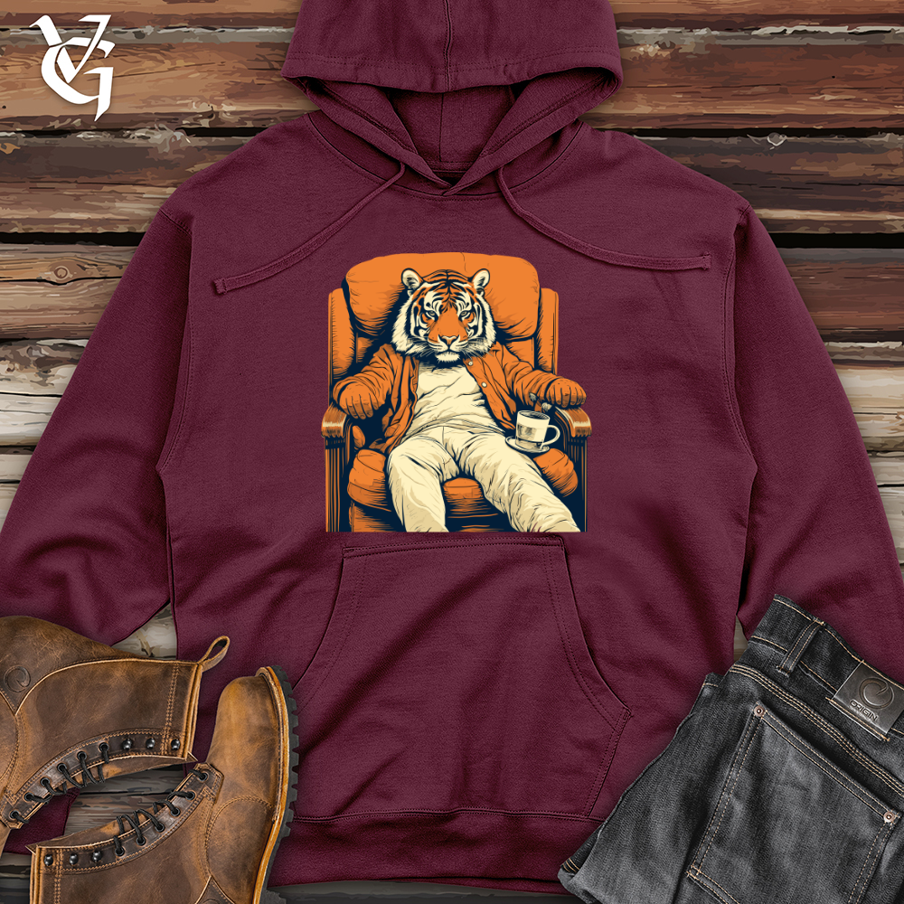 Viking Goods Retro Tiger Lounger Midweight Hooded Sweatshirt Maroon / L