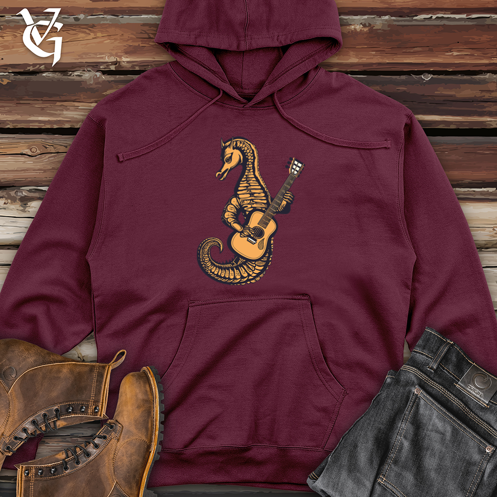 Viking Goods Seahorse Ocean Guitar Serenade Midweight Hooded Sweatshirt Maroon / L
