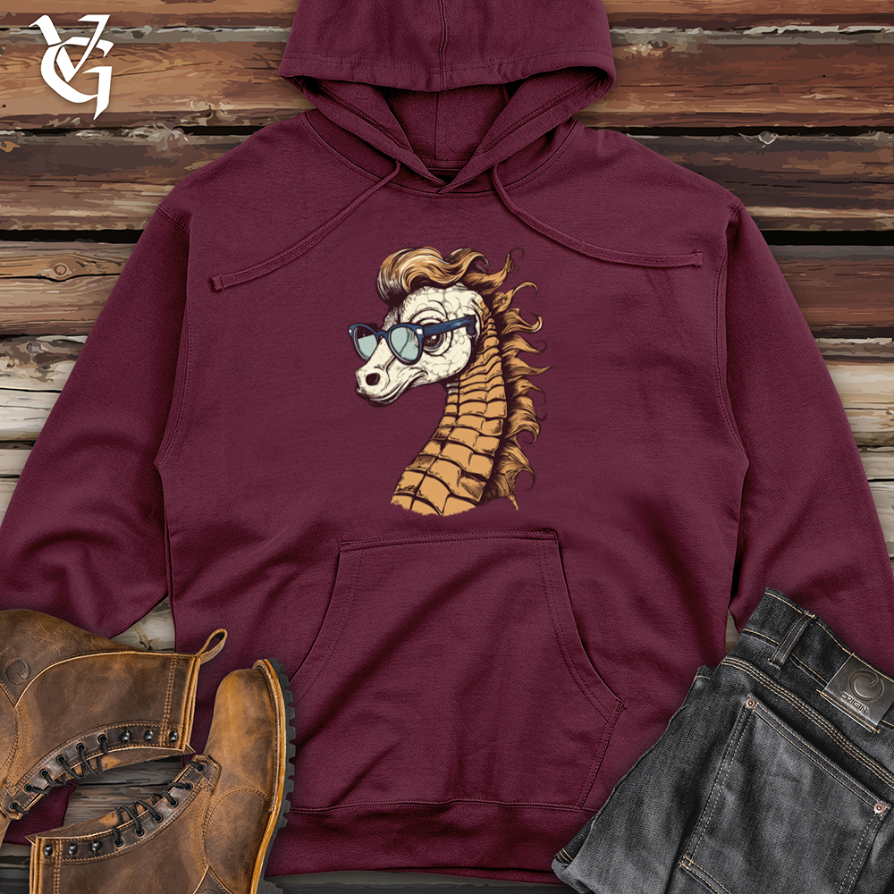 Viking Goods Seahorse Ocean Swell Hipster Hues Midweight Hooded Sweatshirt Maroon / L