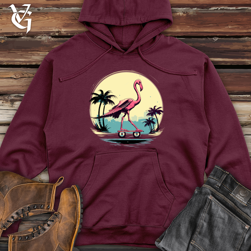 Viking Goods Skateboarding Flamingo Sunset Midweight Hooded Sweatshirt Maroon / L