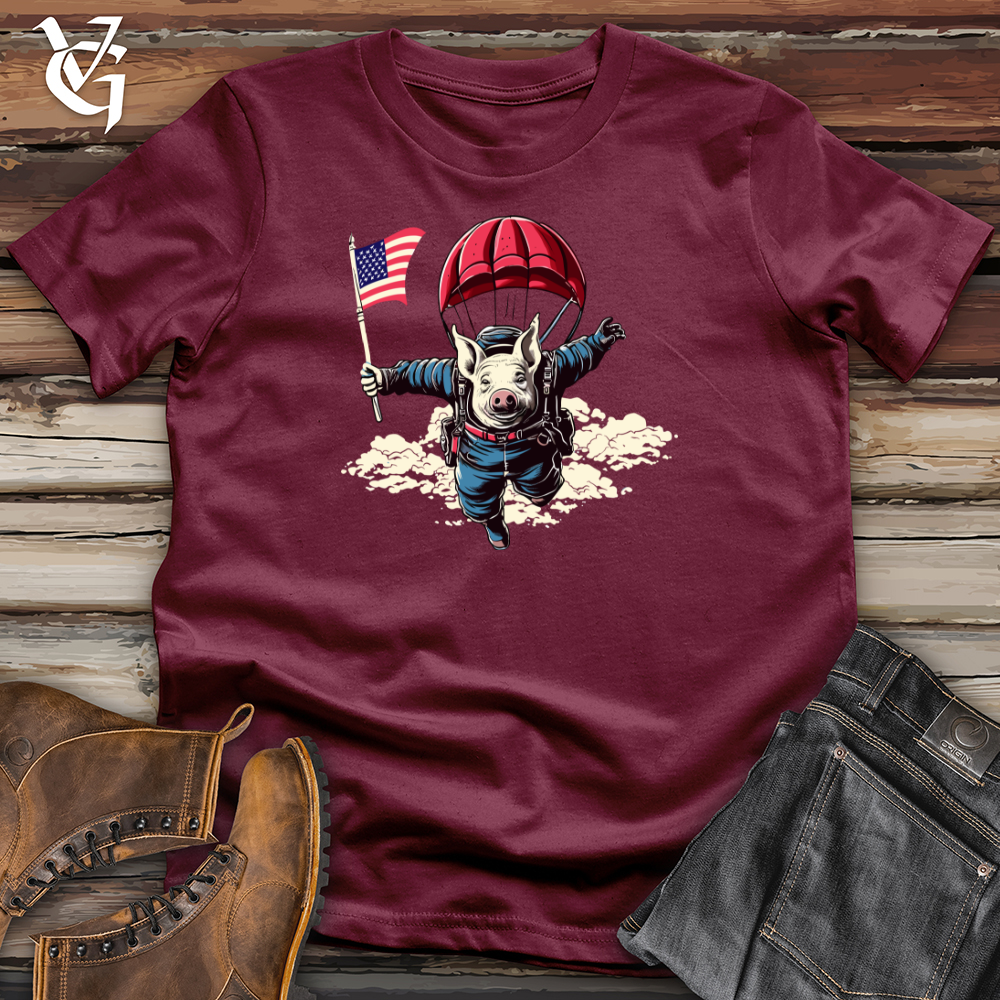 Viking Goods Skydiving Pig Parachute Adventure Softstyle Tee Maroon / L