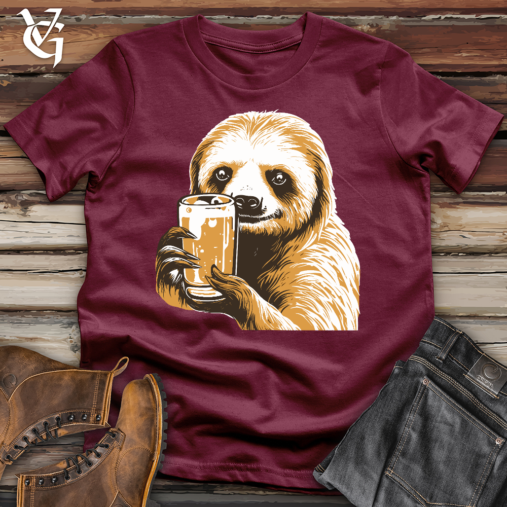 Viking Goods Sloth Drinking Softstyle Tee Maroon / L