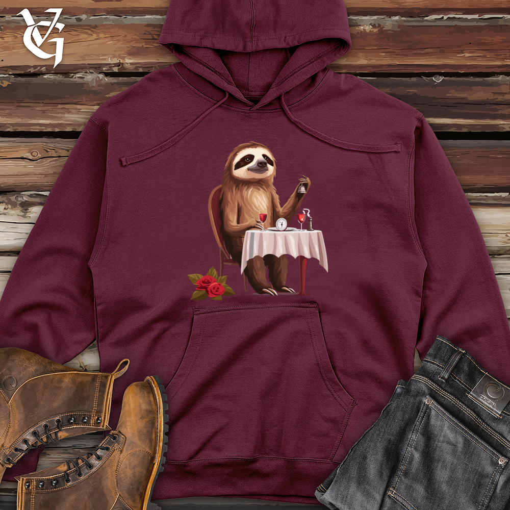 Viking Goods Sloth Fine Dining Midweight Hooded Sweatshirt Maroon / L