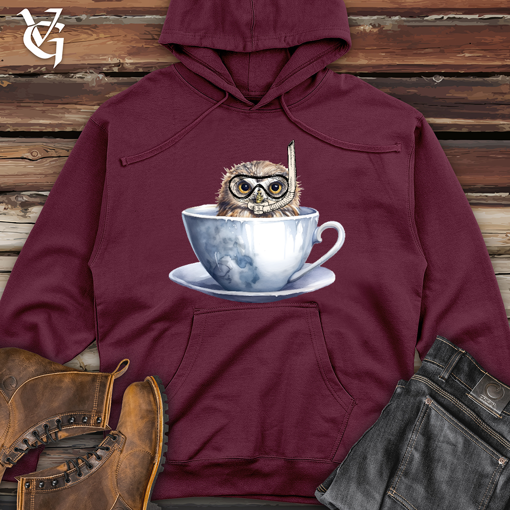 Viking Goods Snorkeling Owl Midweight Hooded Sweatshirt Maroon / L