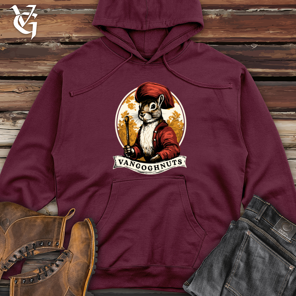 Viking Goods Squirrel Artist Beret Midweight Hooded Sweatshirt Maroon / L