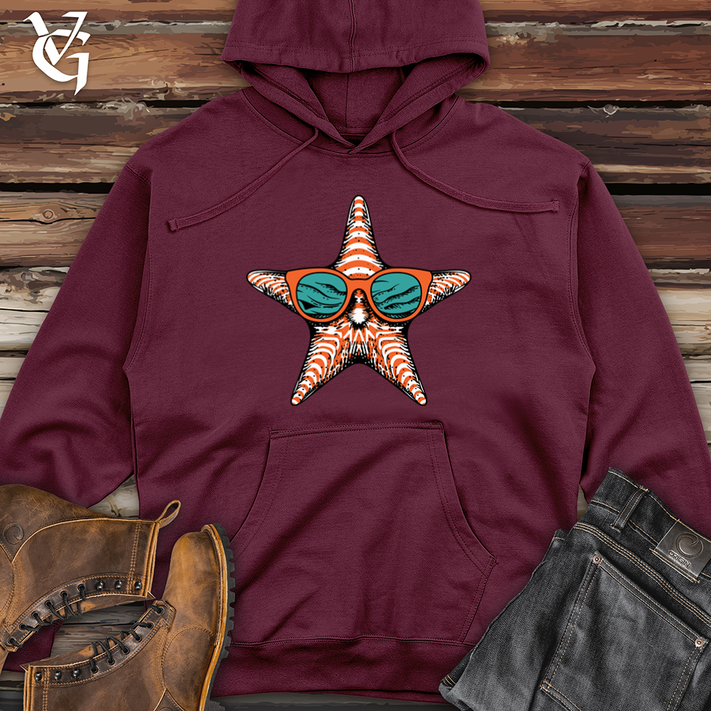 Viking Goods Starfish Seaside Chic Hipster Style Midweight Hooded Sweatshirt Maroon / L