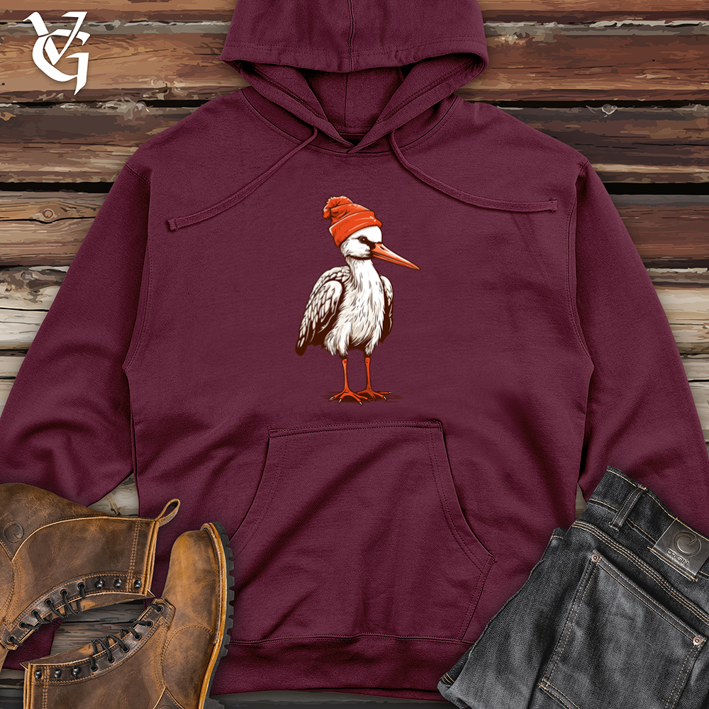 Viking Goods Stork Winter Wander Beanie Blend Midweight Hooded Sweatshirt Maroon / L