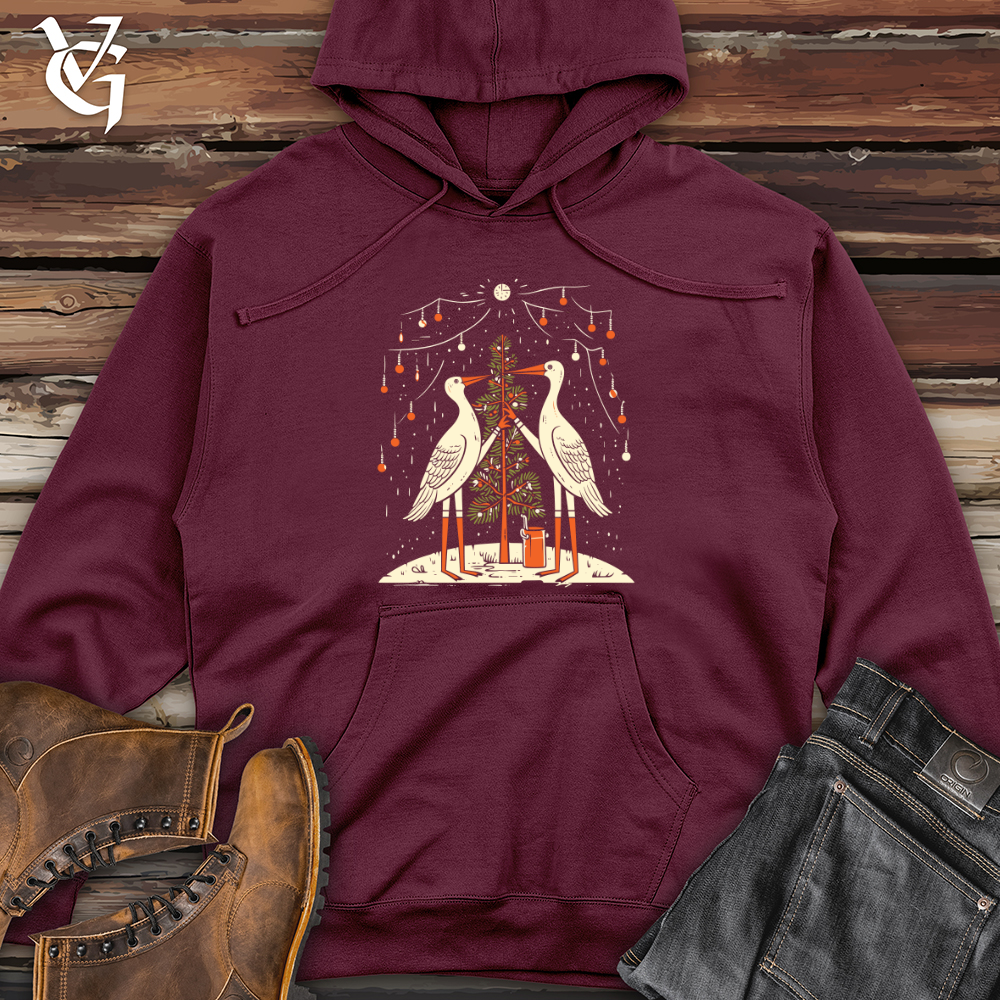 Viking Goods Storks Festive Gathering Midweight Hooded Sweatshirt Maroon / L