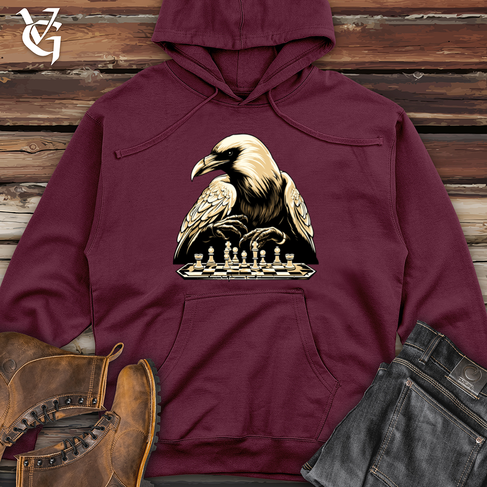 Viking Goods Strategizing Raven Chess Player Midweight Hooded Sweatshirt Maroon / L