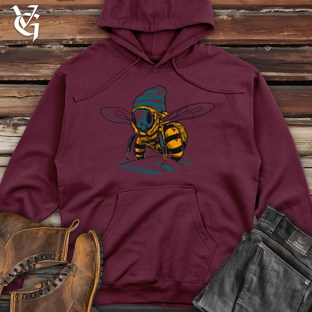Viking Goods Stylish Beanie Bee Midweight Hooded Sweatshirt Maroon / L
