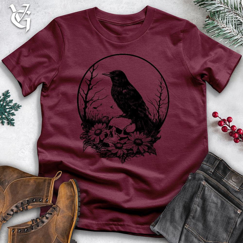 Viking Goods Sunflower Graveyard Raven Cotton Tee Maroon / L