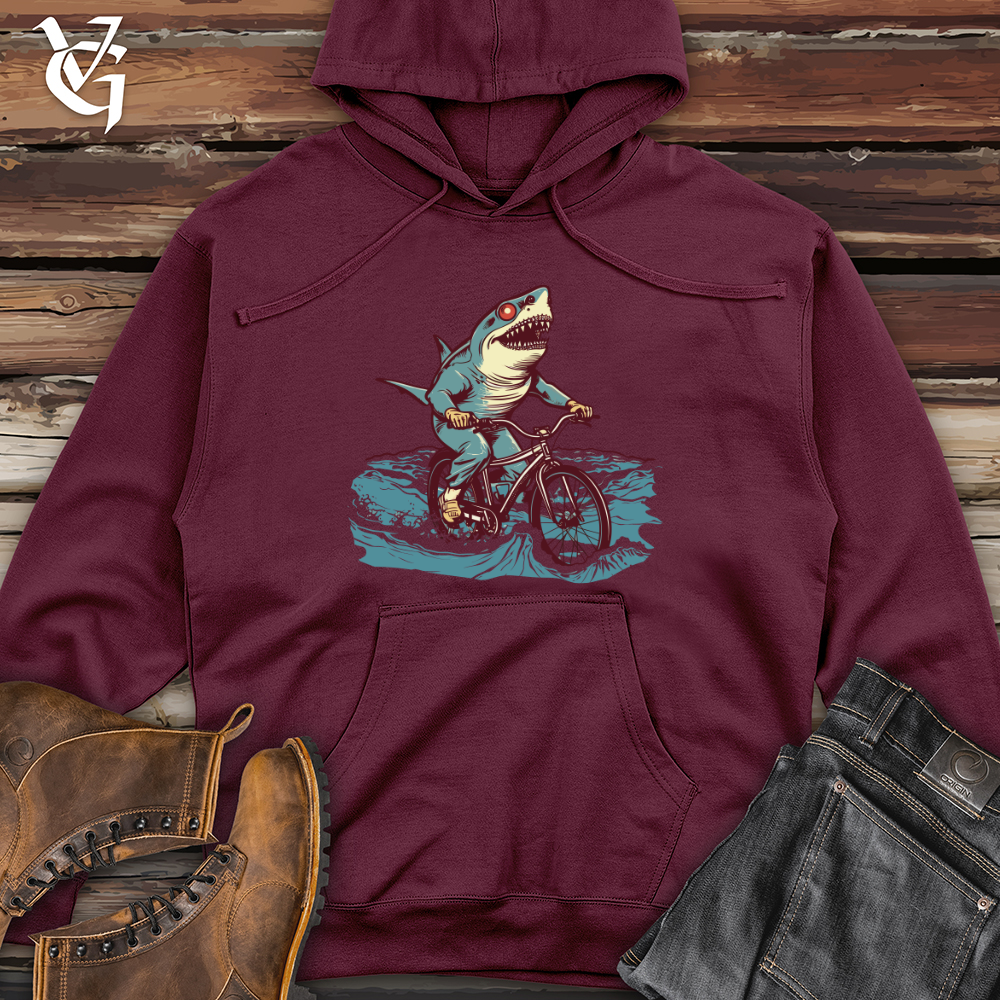 Viking Goods Surfing Shark Wheels Midweight Hooded Sweatshirt Maroon / L