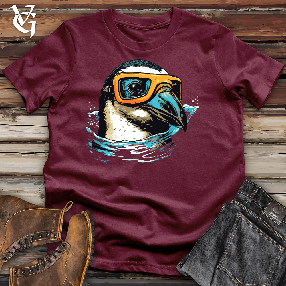 Viking Goods Swimming Penguin Cotton Tee Maroon / L