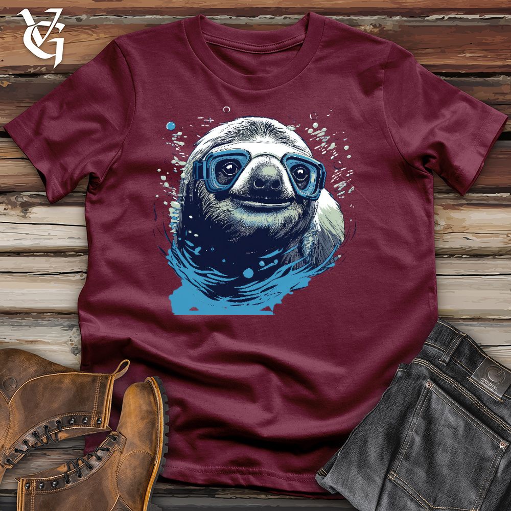 Viking Goods Swimming Sloth Cotton Tee Maroon / L