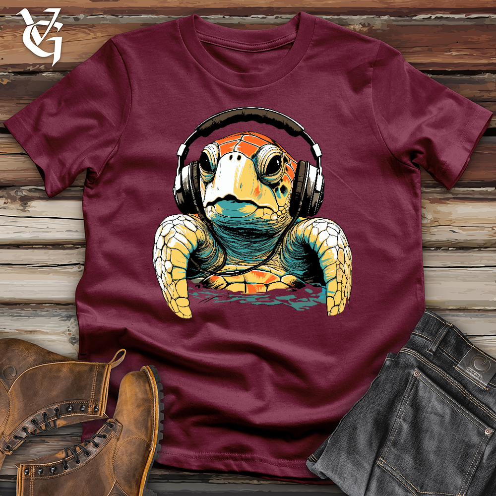 Viking Goods Turtle With Headphone Softstyle Tee Maroon / L