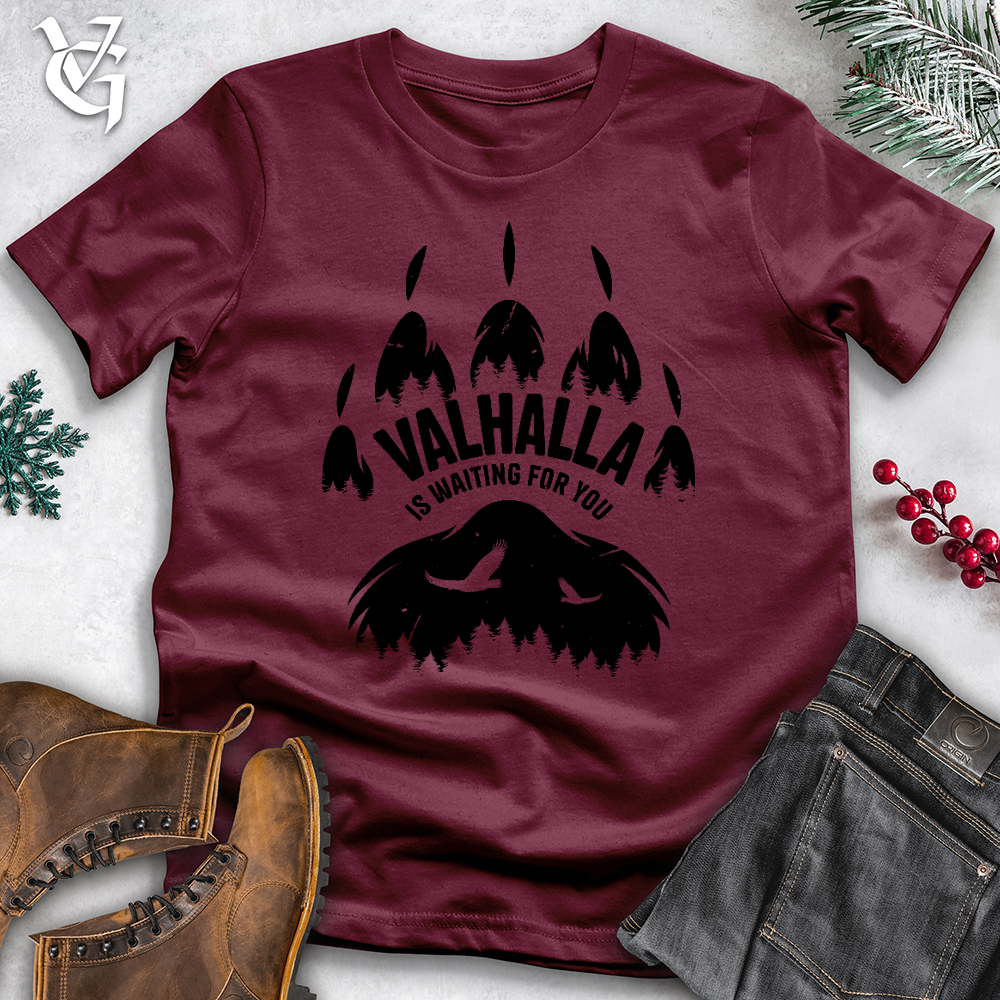 Viking Goods Valhalla Is Waiting Cotton Tee Maroon / L