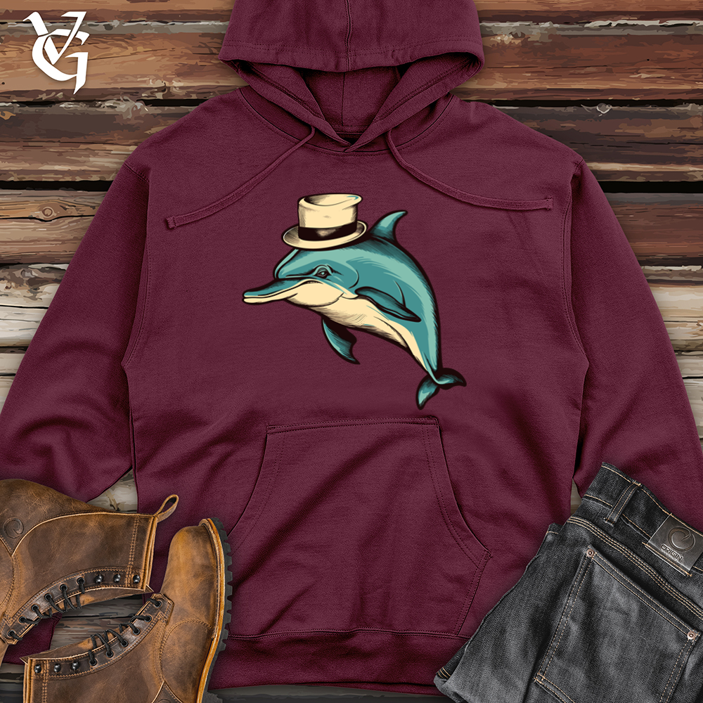 Viking Goods Vintage Bow Tie Dolphin Midweight Hooded Sweatshirt Maroon / L
