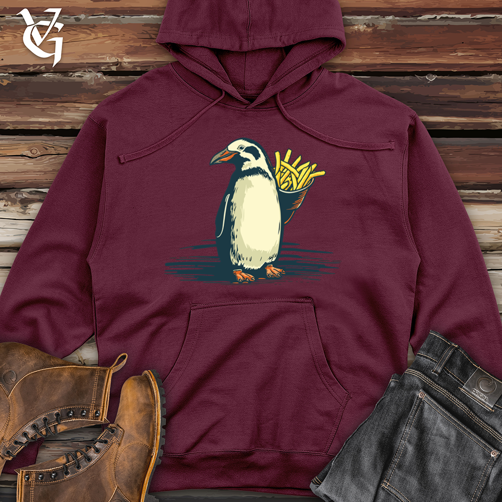Viking Goods Vintage Fry Loving Penguin 01 Midweight Hooded Sweatshirt Maroon / L