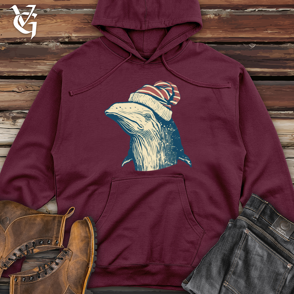 Viking Goods Vintage Pompom Snow Hat Whale Midweight Hooded Sweatshirt Maroon / L