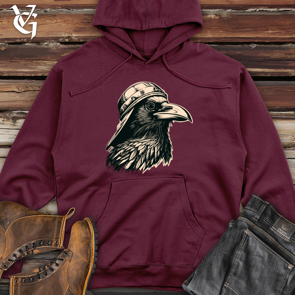 Viking Goods Vintage Raven Snapback Midweight Hooded Sweatshirt Maroon / L