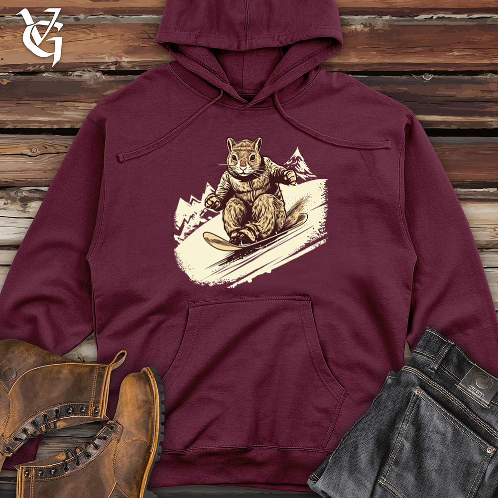 Viking Goods Vintage Sledding Squirrel Midweight Hooded Sweatshirt Maroon / L