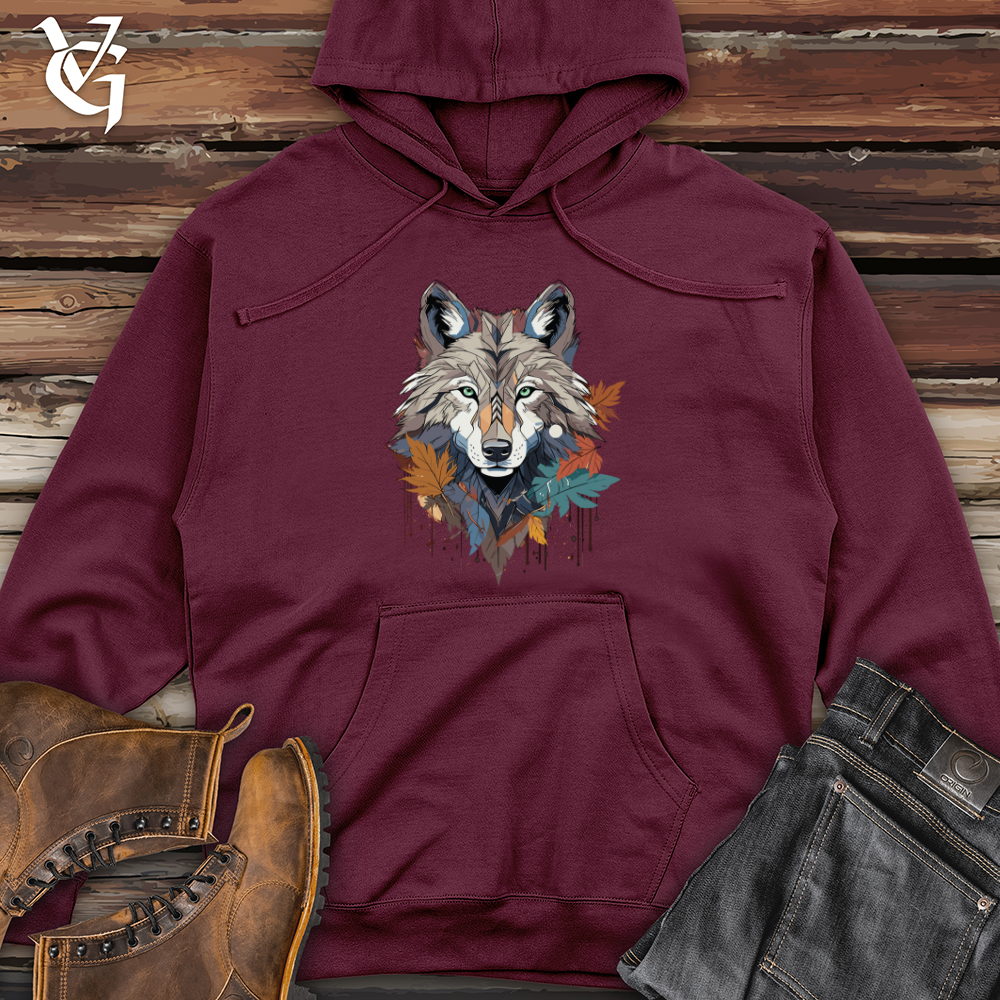 Viking Goods Wolf Autumn Spirit Midweight Hooded Sweatshirt Maroon / L