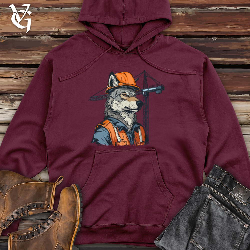 Viking Goods Wolf Construction Chief Midweight Hooded Sweatshirt Maroon / L