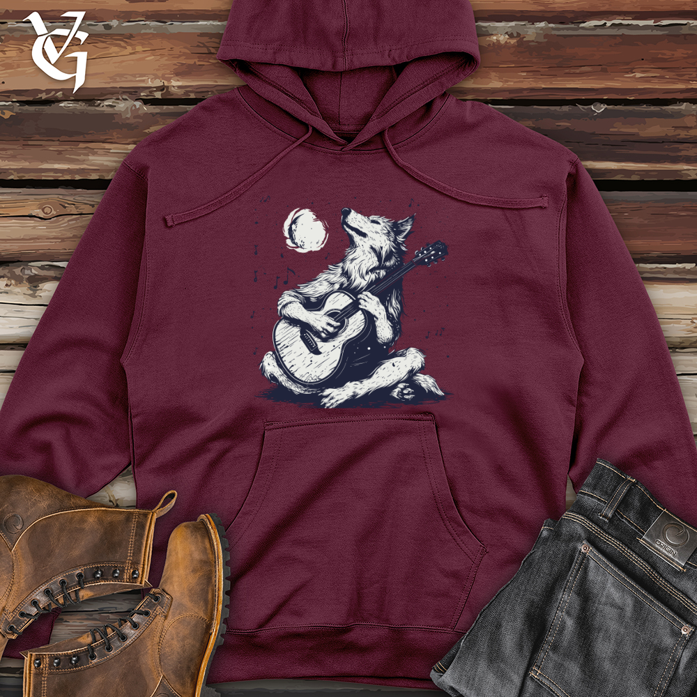 Viking Goods Wolf Moonlight Serenade Midweight Hooded Sweatshirt Maroon / L