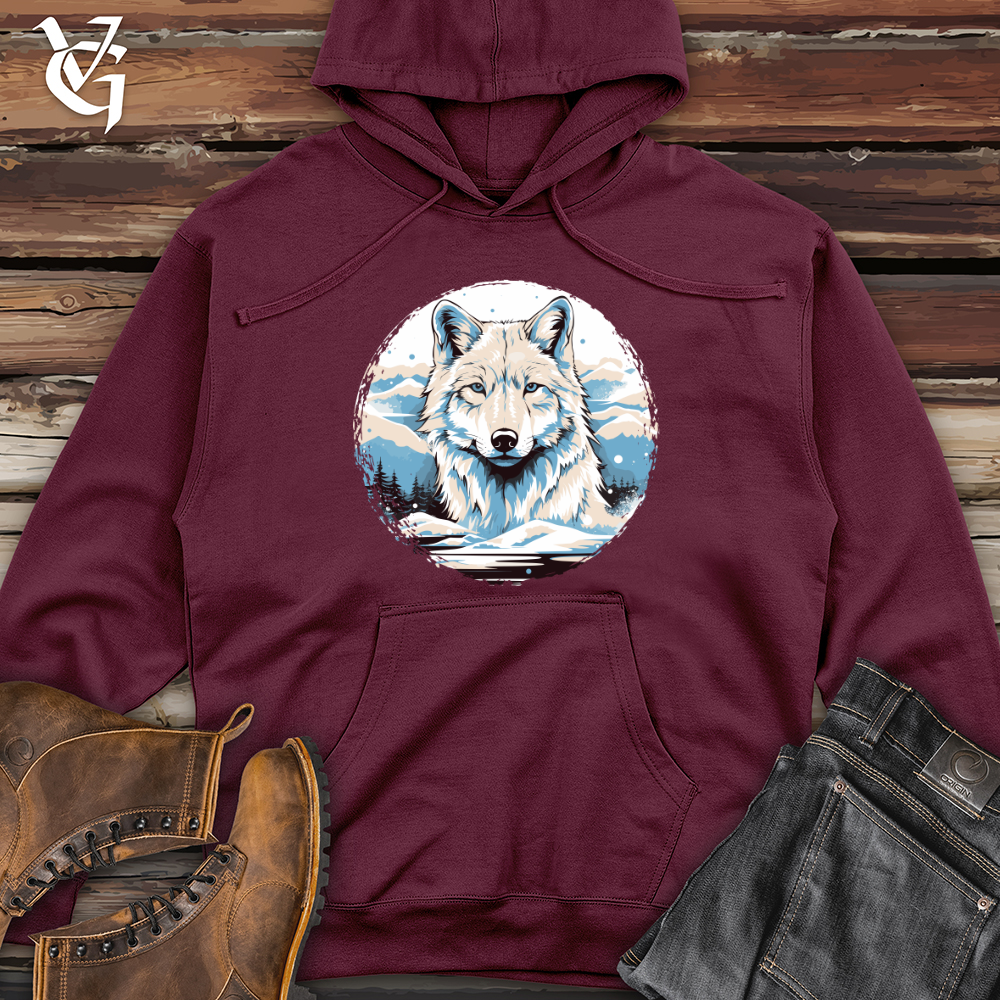 Viking Goods Wolf Winter Majesty Midweight Hooded Sweatshirt Maroon / L