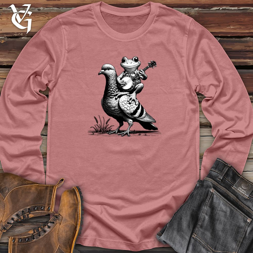 Viking Goods Banjo Frog On a Pigeon Long Sleeve Mauve / L