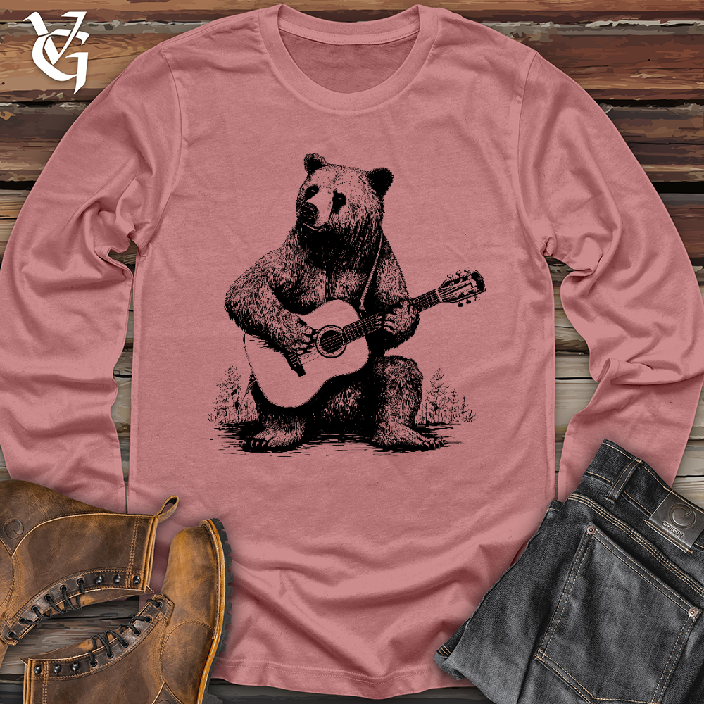 Viking Goods Bear Guitarist Long Sleeve Mauve / L
