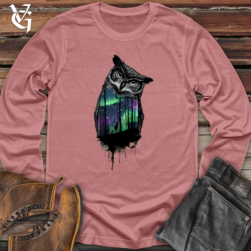 Viking Goods Northern Lights Owl Long Sleeve Mauve / L