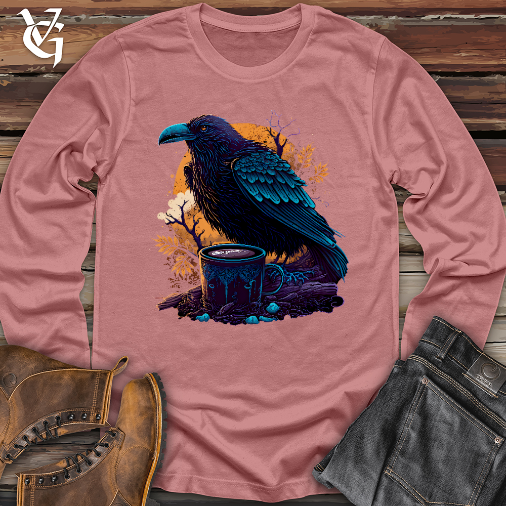 Viking Goods Raven Drinking Coffee Long Sleeve Mauve / L