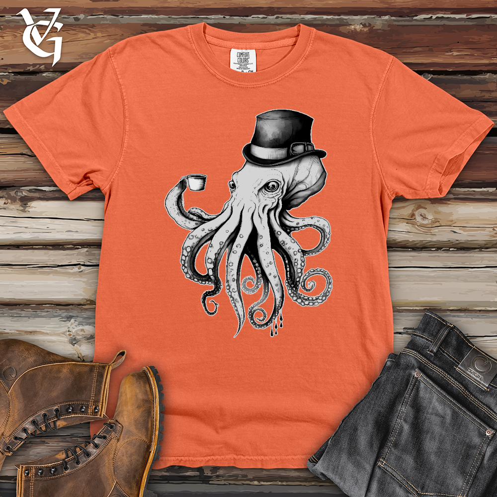 Viking Goods Octopus Wearing Hat Drinking Coffee Heavy Cotton Comfort Colors Tee Melon / L