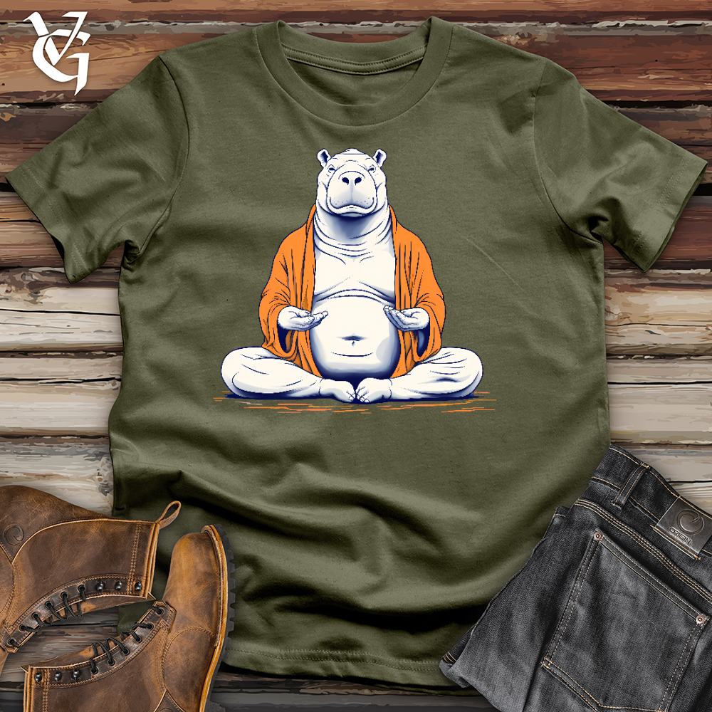 Viking Goods A Meditating Hippo Cotton Tee Military Green / L