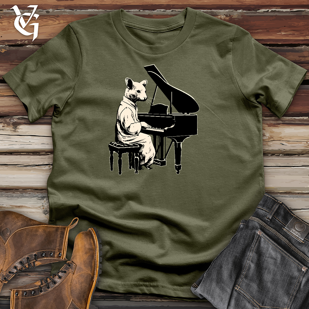 Viking Goods A Mouse Playing Piano Cotton Tee Military Green / L