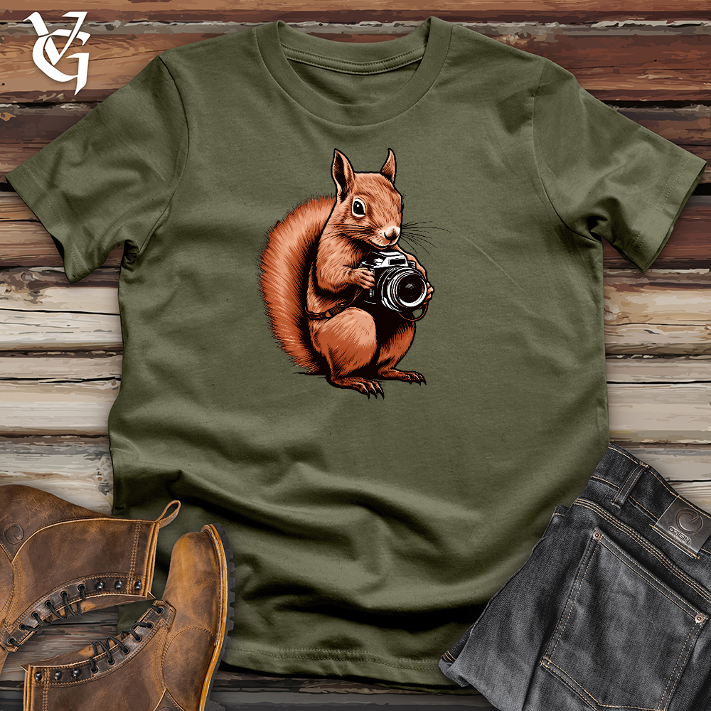 Viking Goods A Squirrel Holding Camera Cotton Tee Military Green / L