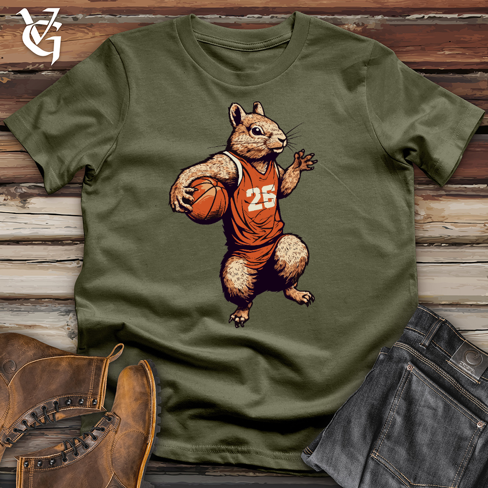 Viking Goods A Squirrel Playing Basketball Cotton Tee Military Green / L