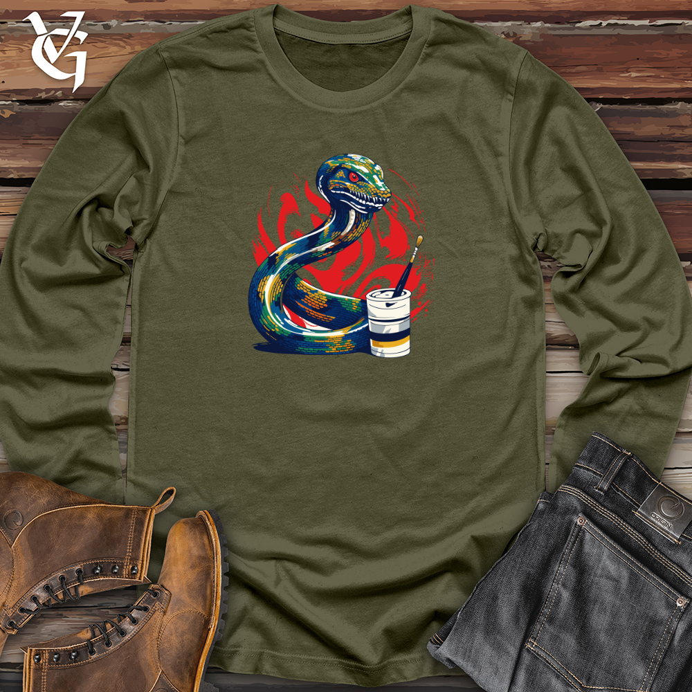 Viking Goods Abstract Serpent Strokes Long Sleeve Military Green / L