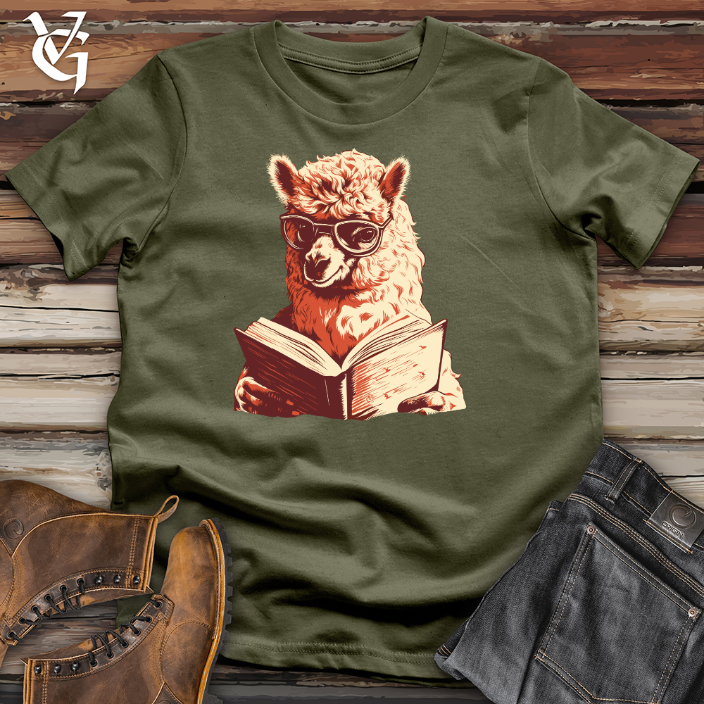 Viking Goods Alpaca Bibliophile Tranquil Read Cotton Tee Military Green / L